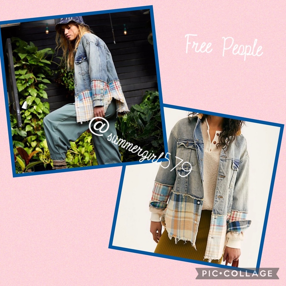 Free People Sirius Plaid Mixed Denim Jacket